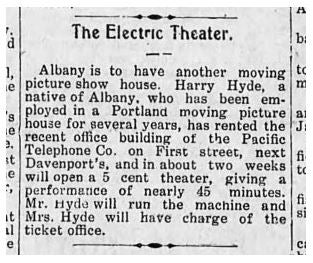 Electric Theatre news item, 1910