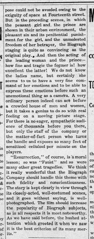 Resurrection item continued at the Star Theater, Corvallis, 1909