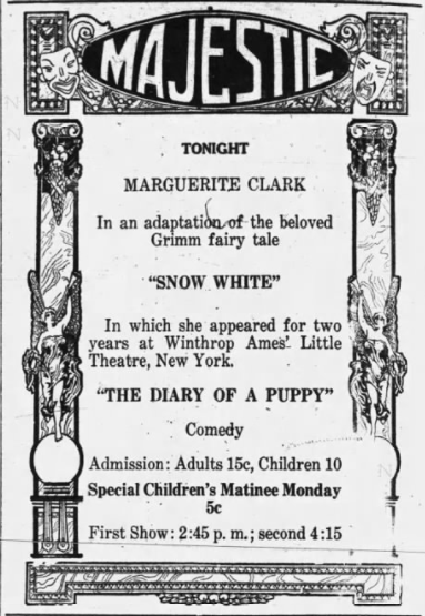 Majestic theater ad, 1917