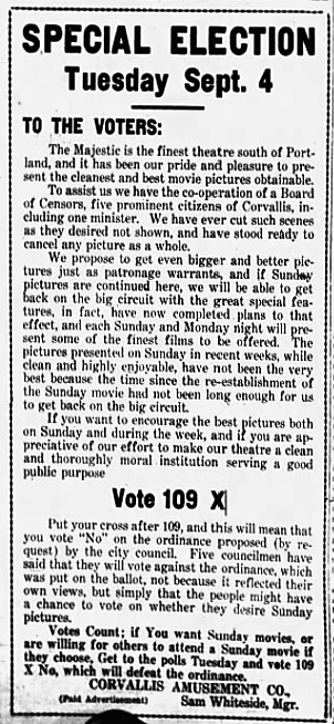 Majestic theater news item, 1917