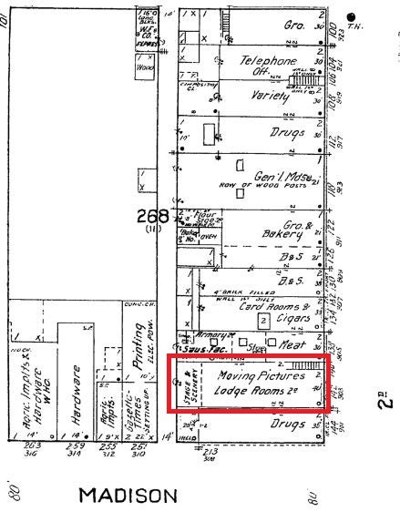 Crystal theater map location, 1912