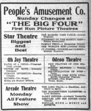 Oregon Daily Journal. People's Amusement Company Theatre Listings. June 26th, 1910. P1. 
