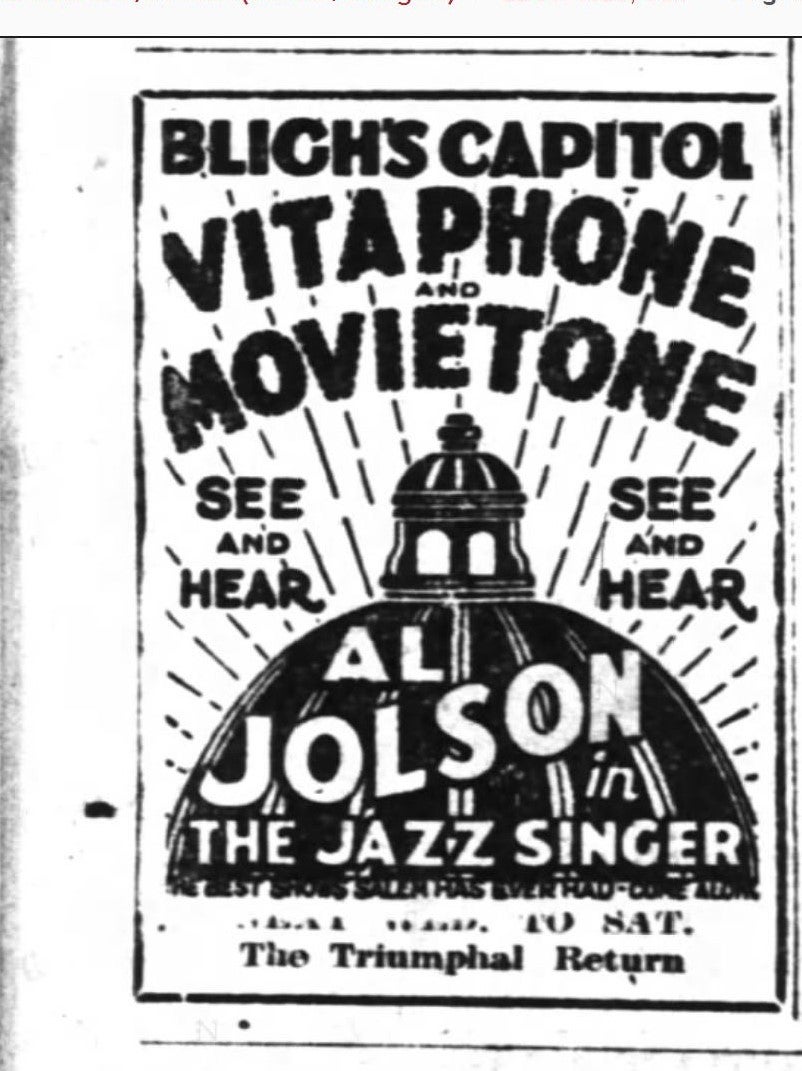 Jazz Singer ad, 1928
