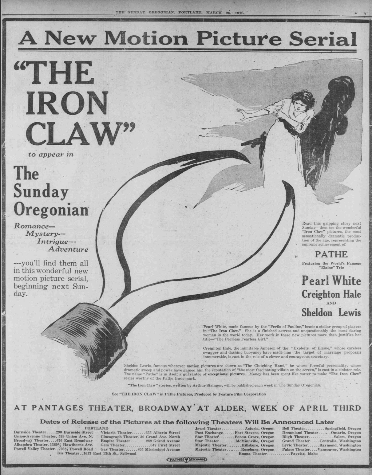 Sunday Oregonian, advertisement for The Iron Claw