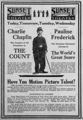 Sunset Theater ad, 1916