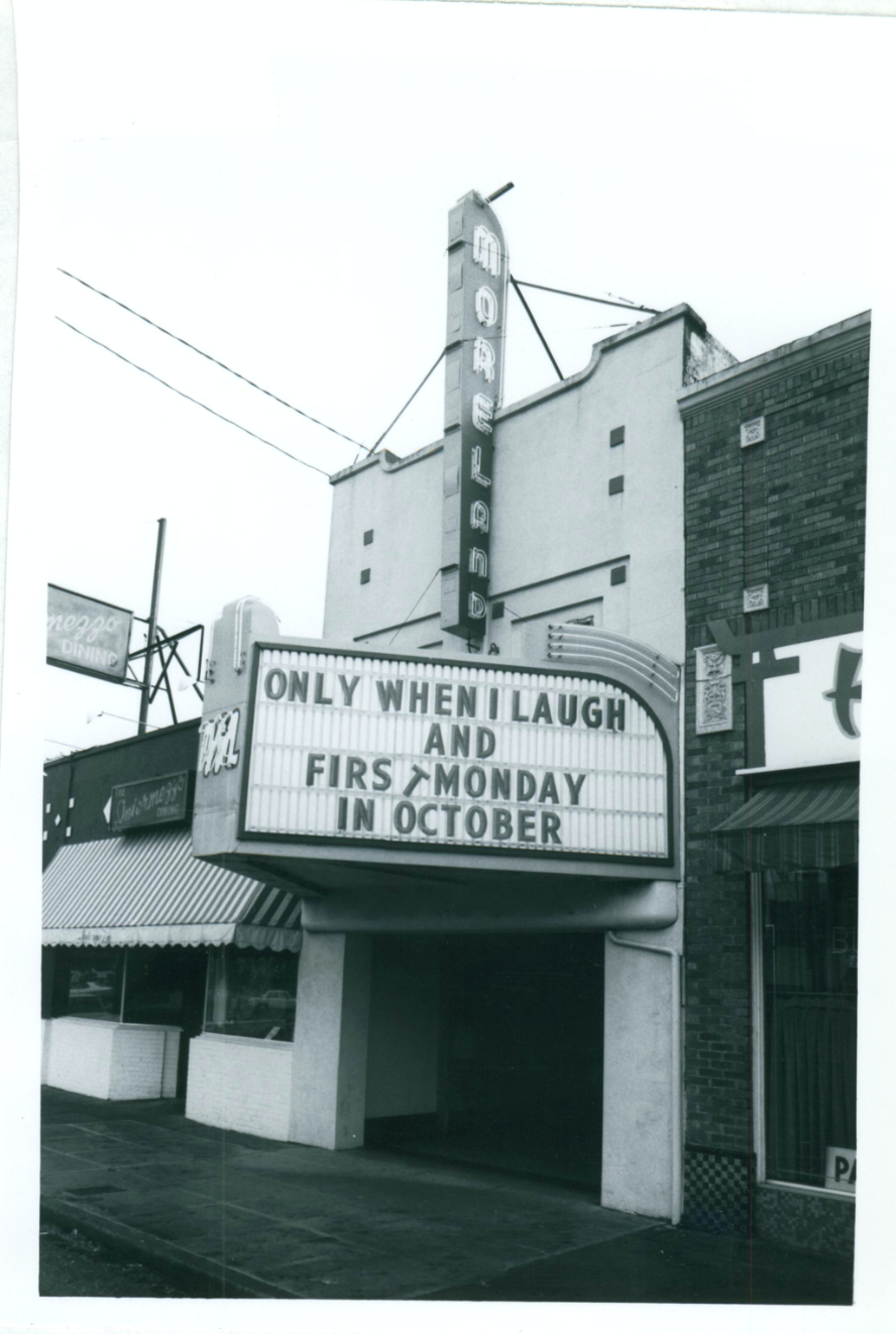 streetview of the moreland theater marquee from 1982.