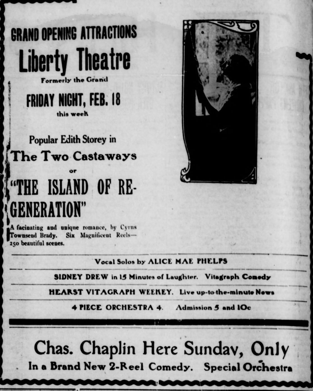 Newspaper Advertisement for Liberty Theatre