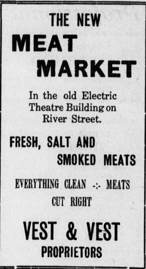 An ad for the meat market that replaced the Electric theatre