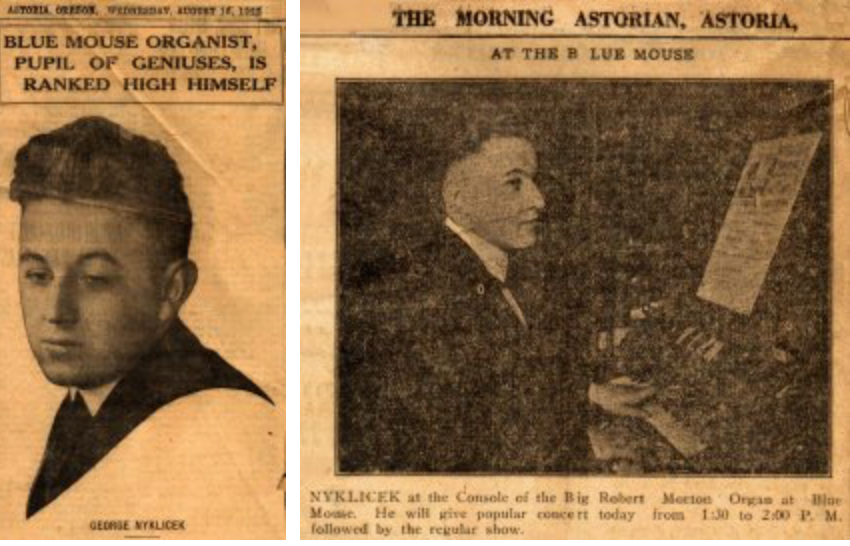 The Morning Astoria Aug. 16, 1922. Two articles about Blue Mouse organist George Nyckleceik. Puget Sound Pipeline.