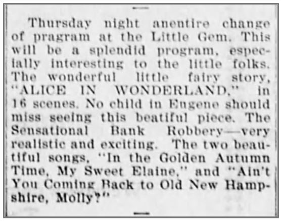 Program at the Little Gem, 1907