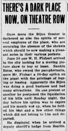Bijou theater closes, 1910