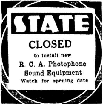 The State theater's last ad, 1932