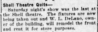 Shell Theatre closes, 1913