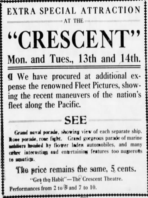 Crescent Theater 1909, The News Review