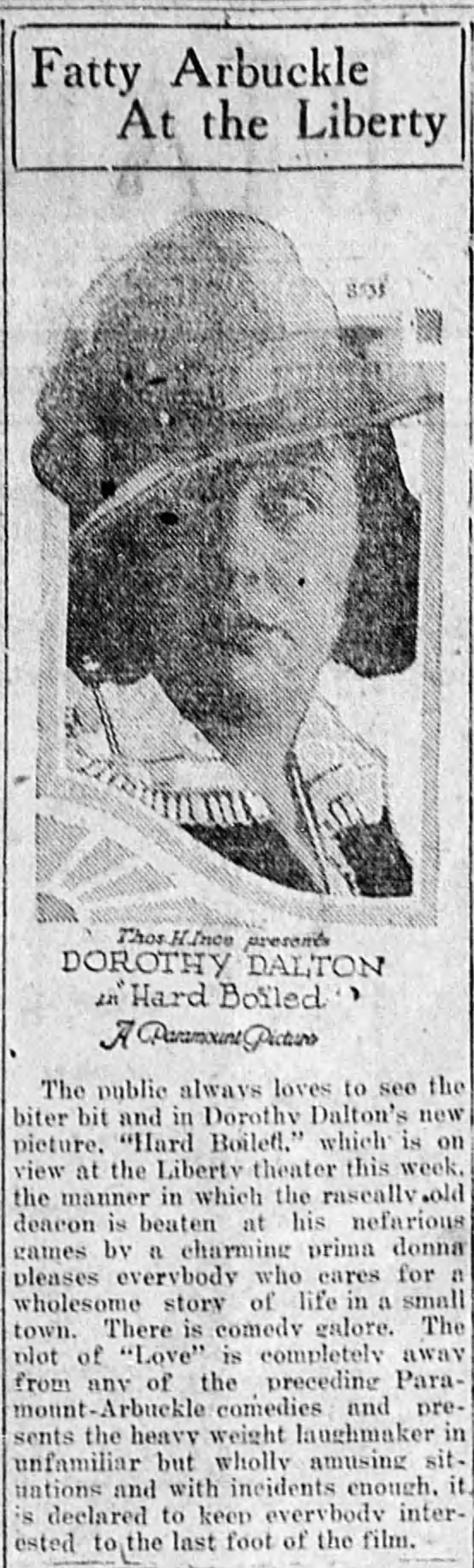 Dorothy Dalton at the Liberty theater, 1919