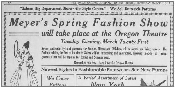 Fashion show at the Oregon theater, 1916