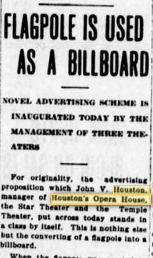 Advertising for Houston's Opera House, 1914
