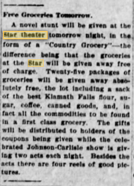 Free groceries promotion strategy, 1915