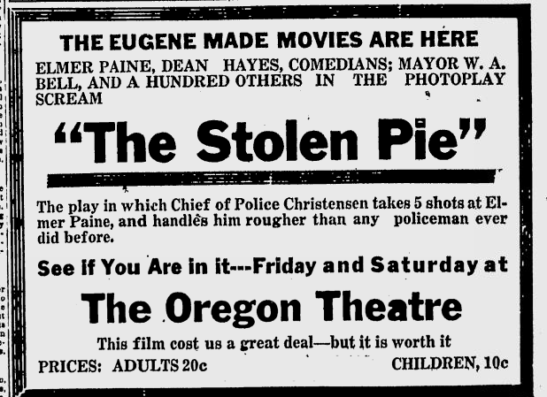 Local film at the Oregon theater, 1915