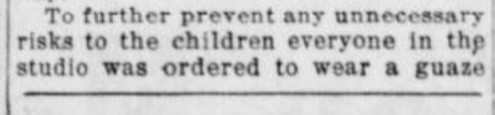 Short snippet from the newspaper reminding people to wear a mask in the theater.