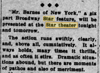 Thrills at the Star theater, 1915