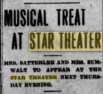 Music concert at the Star theater, 1915