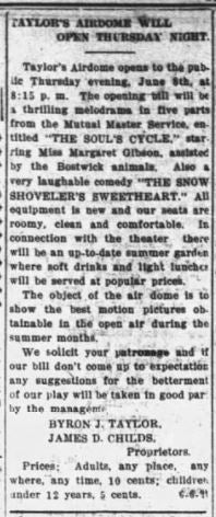 Airdome opens in Corvallis, 1916