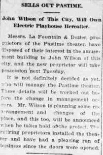 Article Detailing the Sale of The Pastime Theater in La Grande