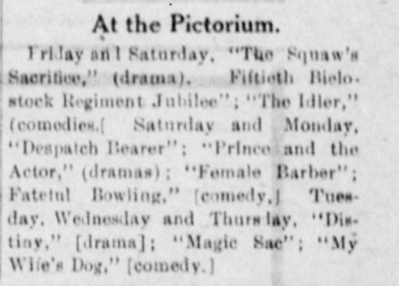 List of films showing at the Pictorium