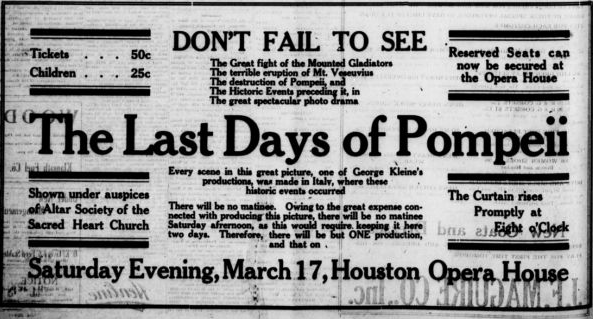 Program at Houston's Opera House, 1917