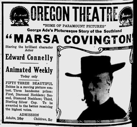 Prizes at the Oregon theater, 1915