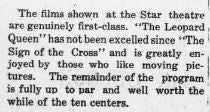 Star Theater program, 1909