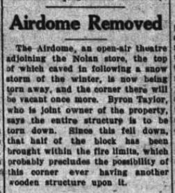 Airdome closes, 1917