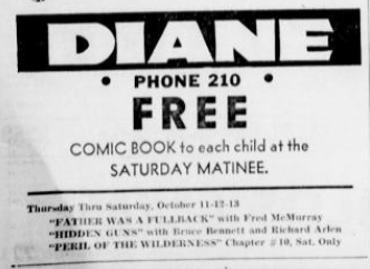 Newspaper advertisement for the Diane Theatre, 1956