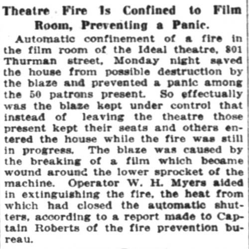 Fire breaks out in the Ideal Theater