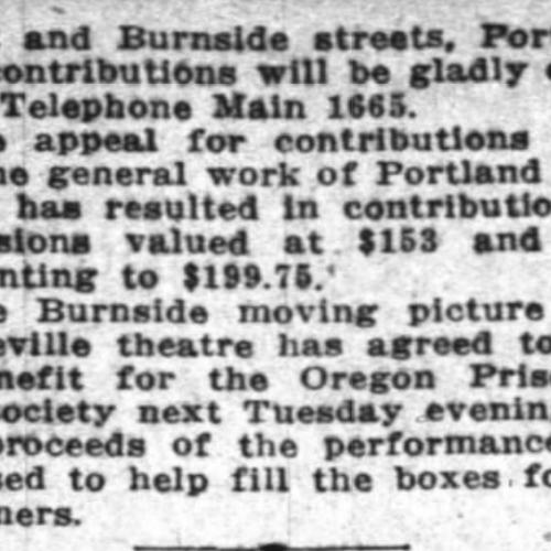 Continuation of the first article from the Oregon Daily Journal detailing the benefit showcase happening at the Burnside Theater