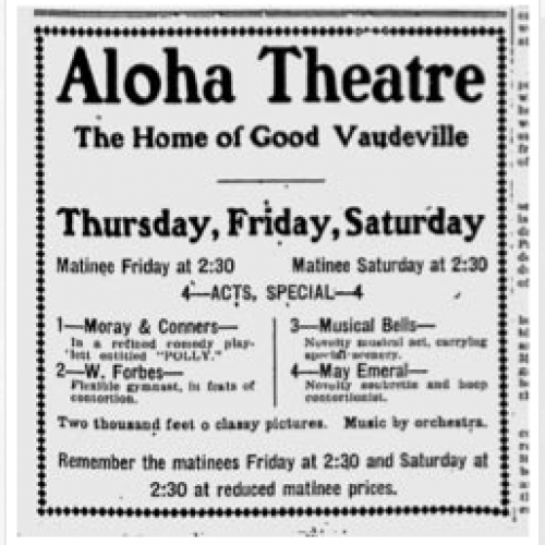 Aloha Theatre ad, 1911