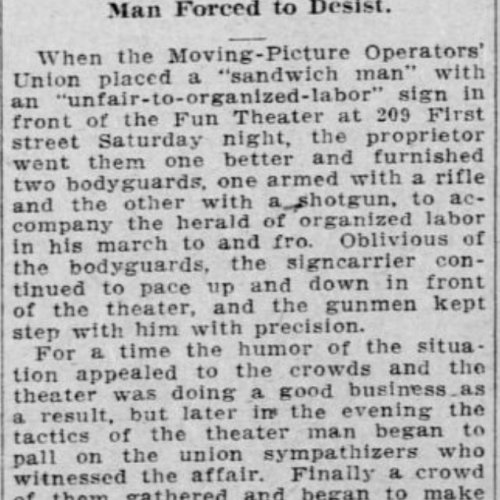 News story about the Fun Theater in 1912