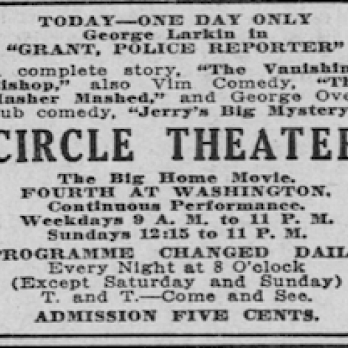 An advertisement depicting the Circle theaters program for that day.
