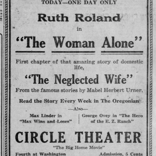 A one day only ad for "The Woman Alone."