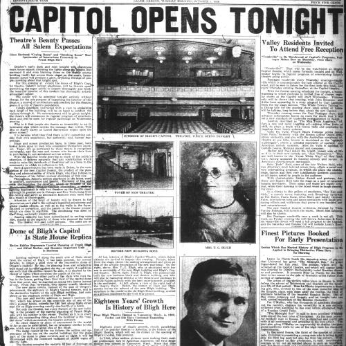 Capitol Theatre Opening Night Full Page Article