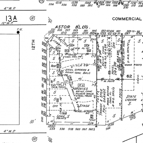 Sanborn Fire Insurance Map of Main Street, Astoria, Oregon, 1956