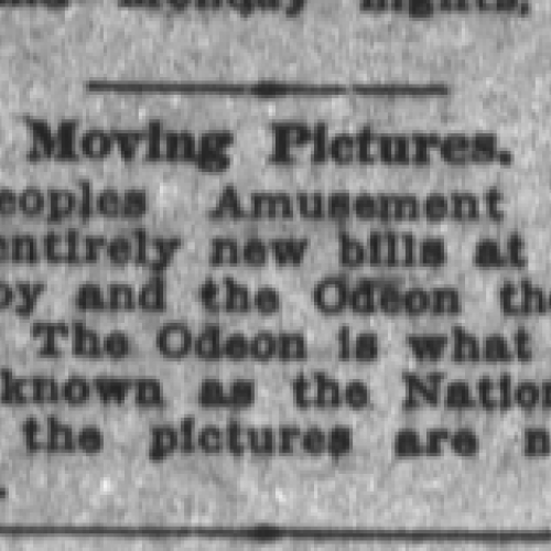 Oregon Daily Journal. Moving Pictures from The People's Amusement Company's Big Four Theatres. May 13th, 1910. P1. 