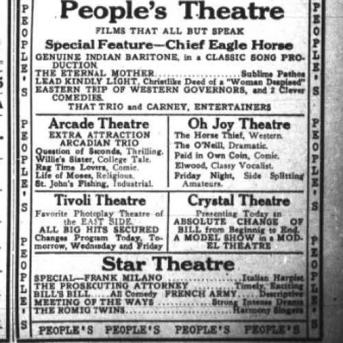 Oregon Daily Journal. People's Theatre Program Listings. April 1st, 1911. P.1 