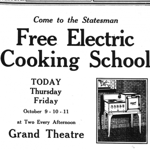 Cooking school at the Grand theater, 1929