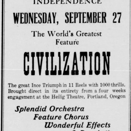 Independence Monitor. Sept. 22, 1916, pg 1. Historic Oregon Newspapers.
