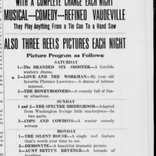 The Heppner Herald, "Musical Humell Company Showings. May, 23, 1914. P.1