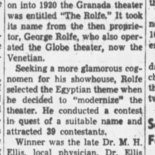 Rameseum theater news item, 1957