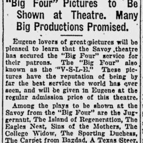 Savoy theater ad, 1915