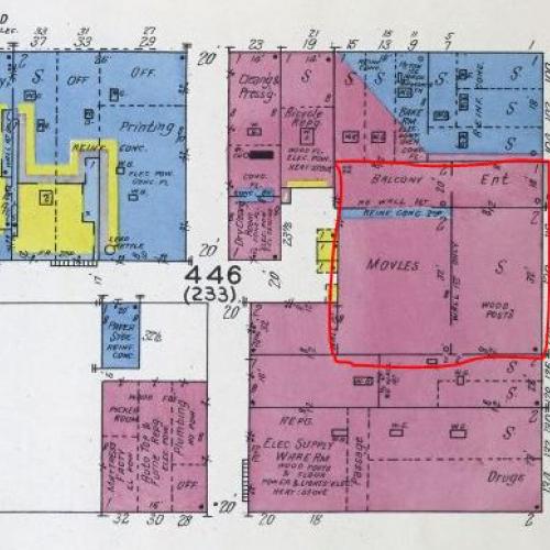 Fire Insurance Map of Rialto theater location, 1927